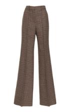 Victoria Beckham Plaid Tweed High-waisted Wool Wide-leg Pants Size: 8