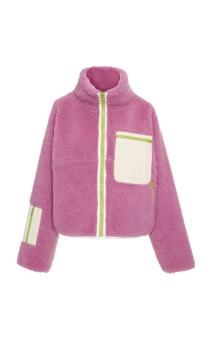 Sandy Liang Ponyo Leather-paneled Wool-blend Fleece Jacket