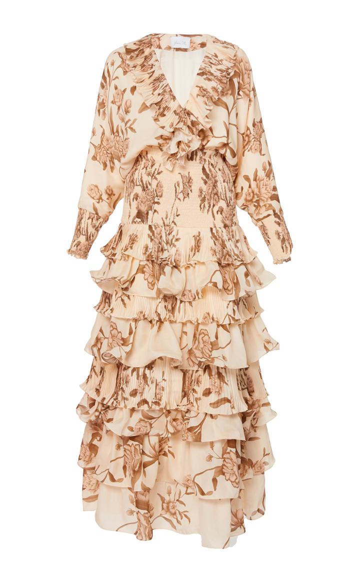 Johanna Ortiz Baladas De Amor Ruffled Crepe Dress