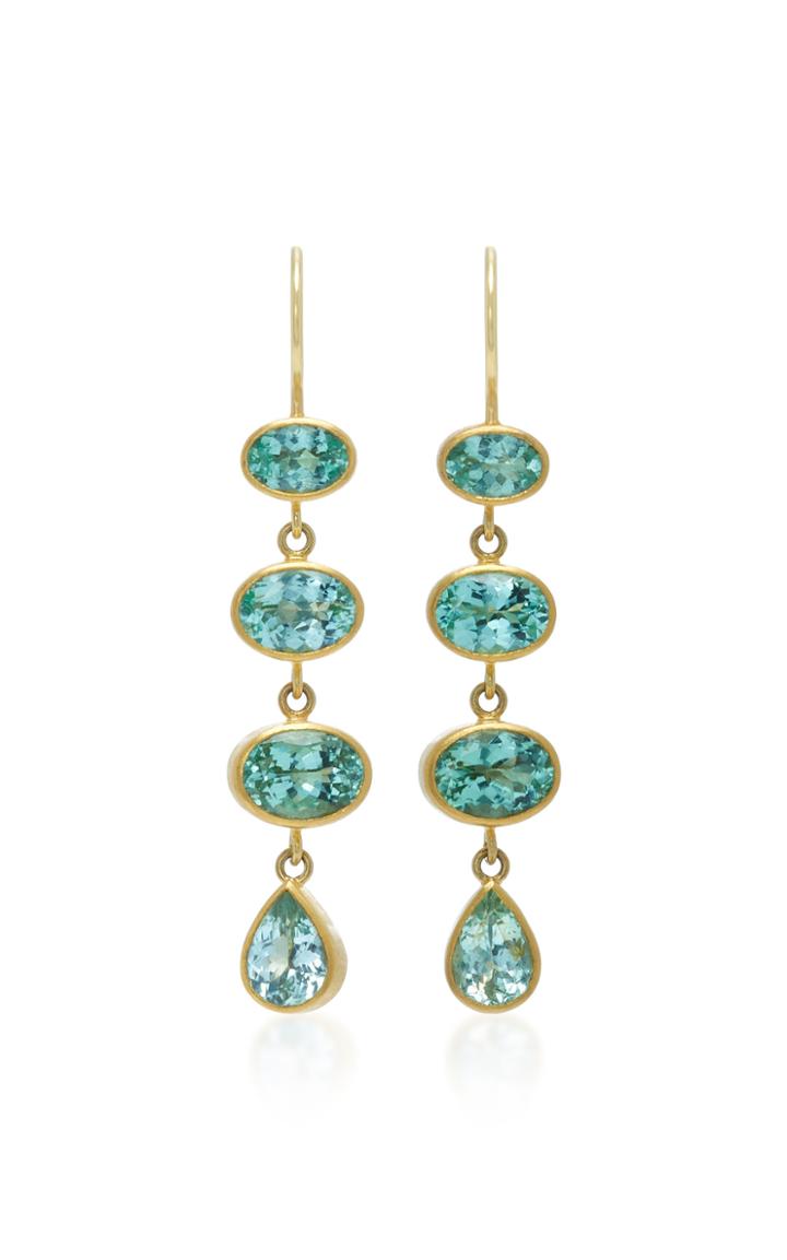 Mallary Marks 18k Gold Green Paraiba Earrings