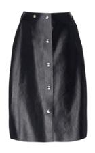Victoria Beckham Button Up Leather Midi Skirt