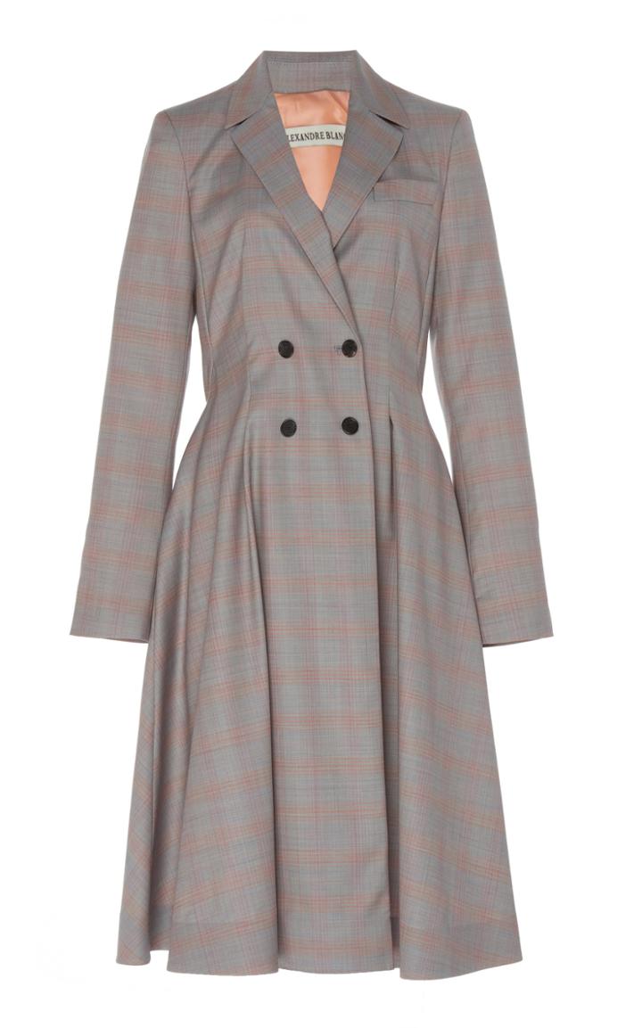 Alexandre Blanc Plaid Wool Coat