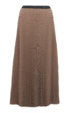 Prada Checked Plisse-crepe Midi Skirt