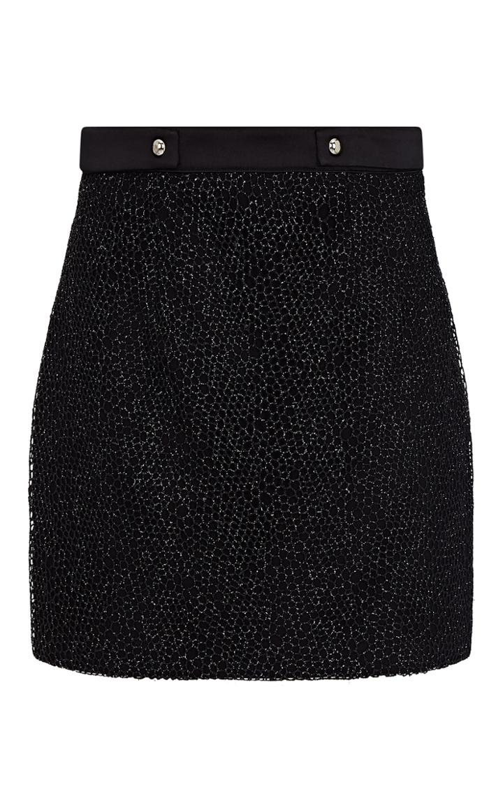 Moda Operandi Safiyaa Katja Glittered-lace Heavy Crepe Mini Skirt