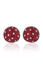 Sabbadini White Gold Red Sapphire And Diamond Earrings
