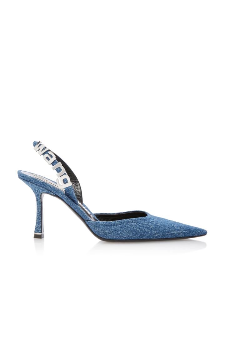 Alexander Wang Grace Embellished Denim Slingback Pumps
