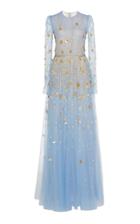 J. Mendel Embroidered Pleated Chiffon Gown