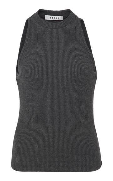 Getting Back To Square One Ribbed-knit Sleeveless Top