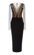 Romona Keveza Long Sleeve Net Bodice Dress