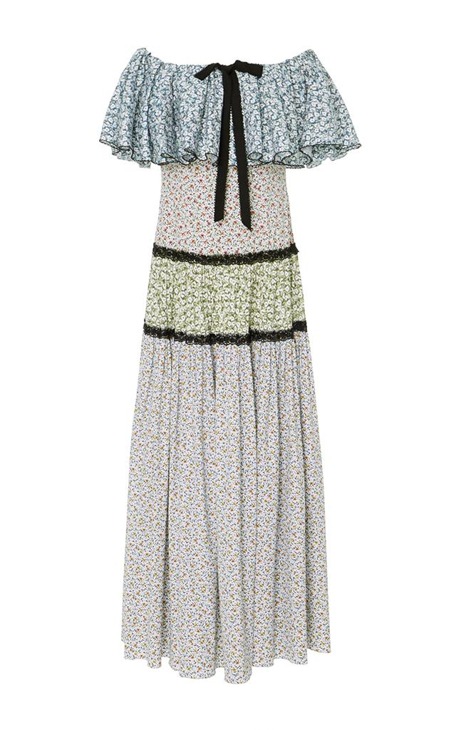 Caroline Constas Isabel Ruffled Floral Maxi Dress