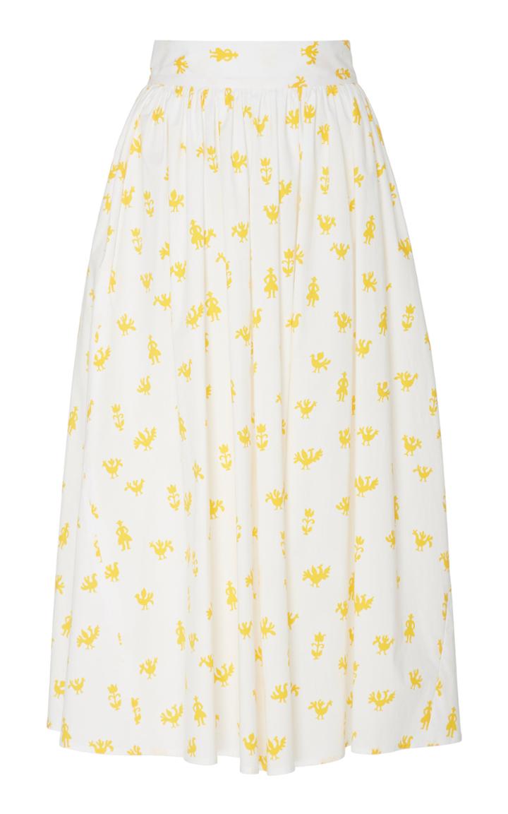 Carolina Herrera Printed Cotton-stretch Midi Skirt