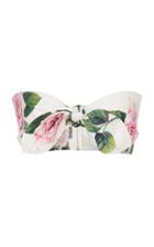 Dolce & Gabbana Tie-front Floral-print Cotton-poplin Bandeau Top