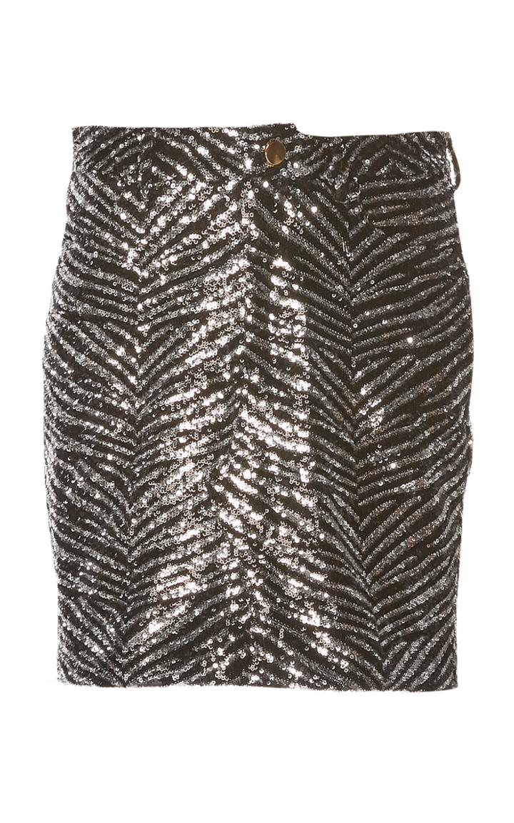 Alexandre Vauthier Metallic Zebra Print Mini Skirt