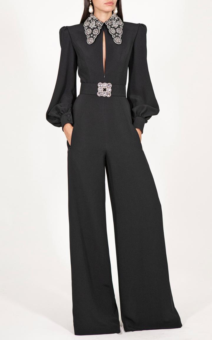 Moda Operandi Andrew Gn Embellished Crepe Jumpsuit