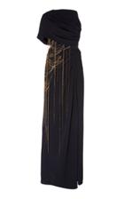Oscar De La Renta Asymmetrical Chain-embellished Silk Gown