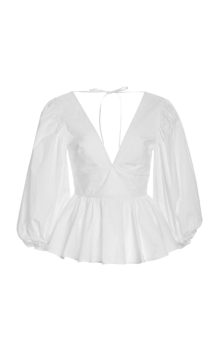 Staud Luna Peplum Poplin Top