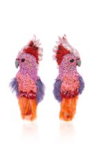 Mignonne Gavigan Cockatoo Beaded Feather And Leather Earrings
