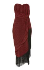 Semsem Strapless Leopard Fringe Dress