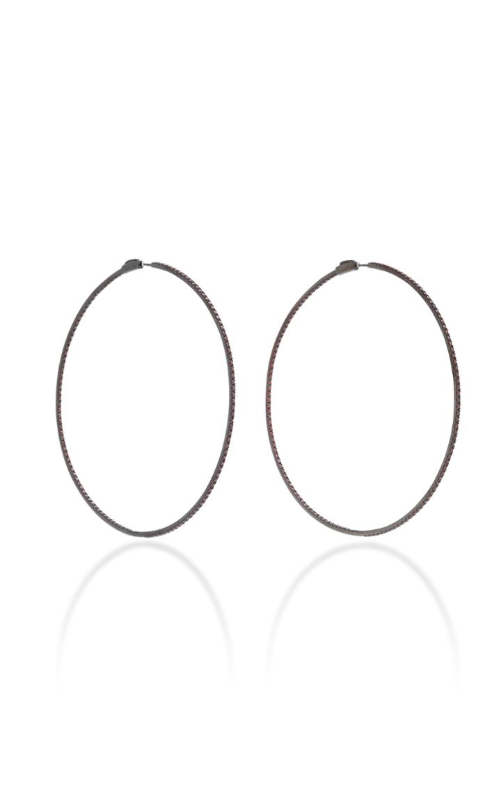 Lynn Ban Starlight Rhodium-plated Sterling Silver And Sapphire Hoop Ea