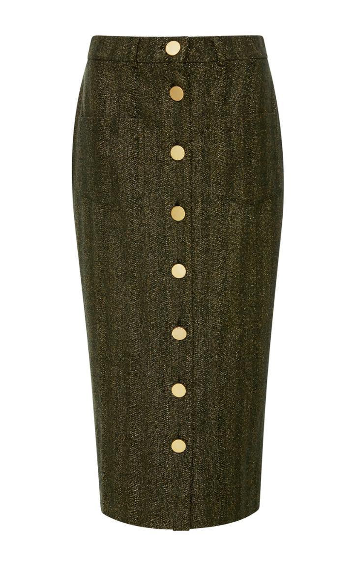 Maison Pre Herringbone Lurex Pencil Skirt