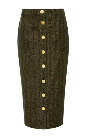 Maison Pre Herringbone Lurex Pencil Skirt