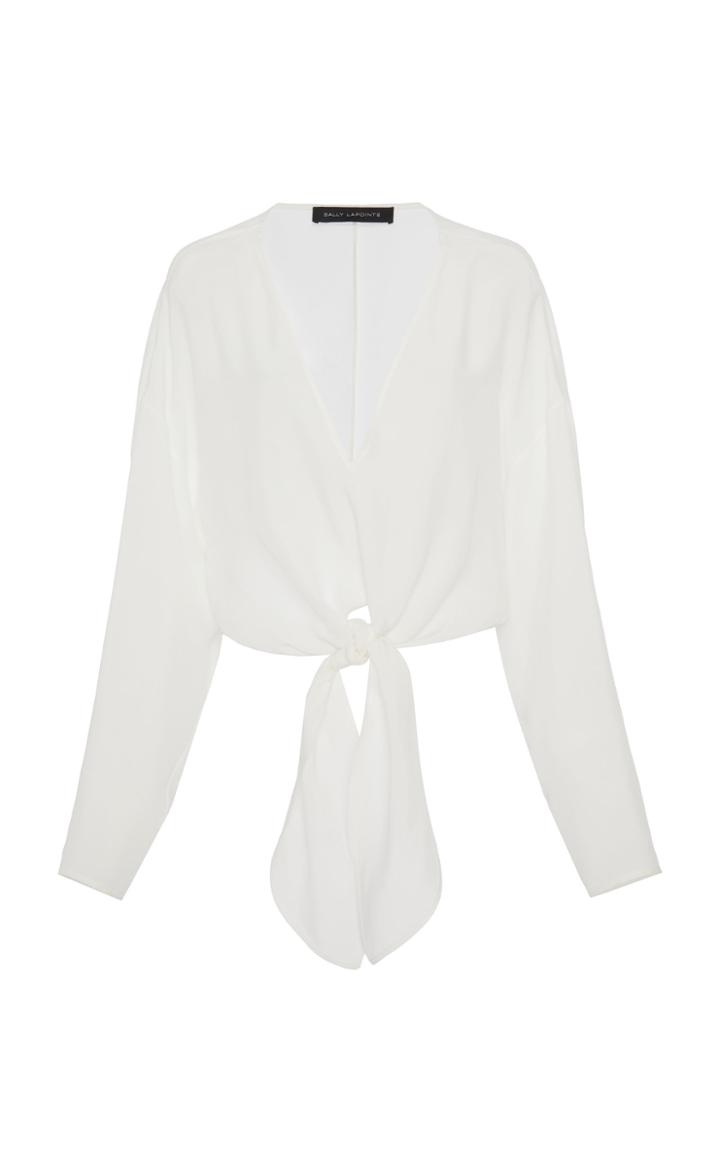 Sally Lapointe V-neck Tie-front Lightweight Cupro Top
