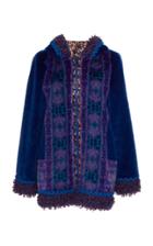 Anna Sui Boucl-trimmed Faux Fur Hooded Jacket