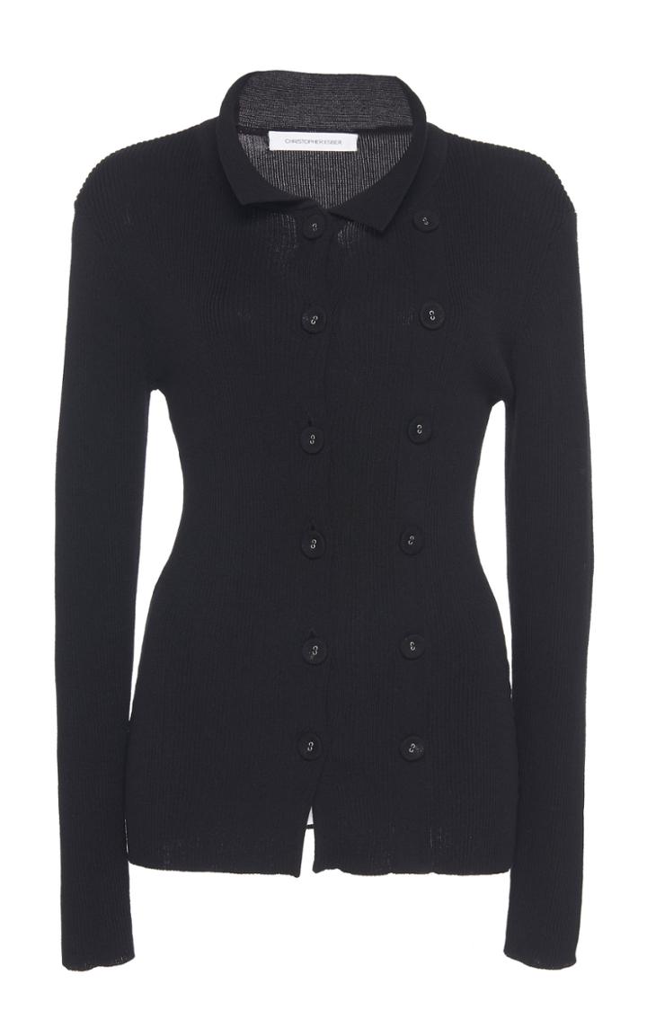 Christopher Esber Double-buttoned Ribbed-knit Cardigan
