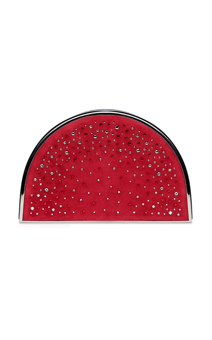 Marina Raphael Aurora Jewel Embellished Suede Clutch