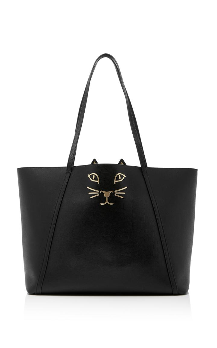 Charlotte Olympia Black Calfskin Feline Tote