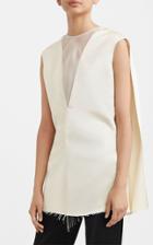 Moda Operandi Marina Moscone Organza-inset Frayed Satin Cape Top