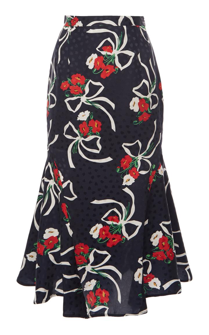 Moda Operandi Alessandra Rich Floral-printed Silk Midi Skirt