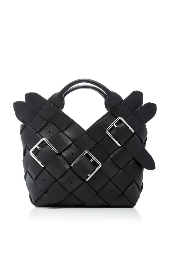 Loewe Mini Woven Buckle Leather Basket Bag