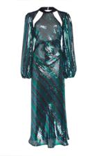 Rixo Celia Velvet-trimmed Cutout Midi Dress