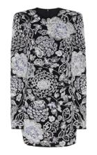 Naeem Khan Floral-embroidered Long-sleeve Mini Dress