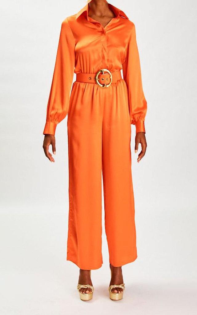 Moda Operandi Sergio Hudson Silk-satin Button-up Jumpsuit