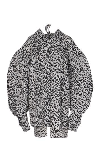 Kye Puff-sleeve Leopard Print Oversized Blouse