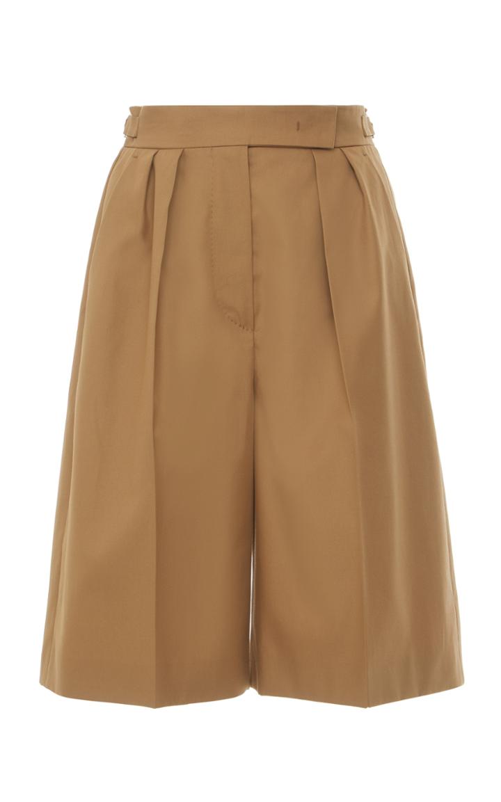 Moda Operandi Max Mara Lux Pleated Cotton-gabardine Shorts Size: 2