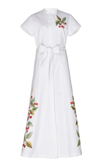 Loretta Caponi Lucia Cherry Embroidered Cotton Dress