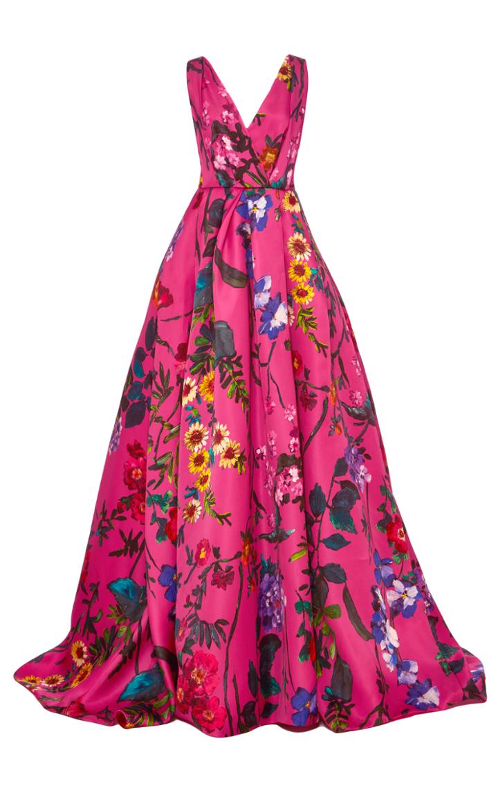 Monique Lhuillier Sleeveless Floral Ball Gown