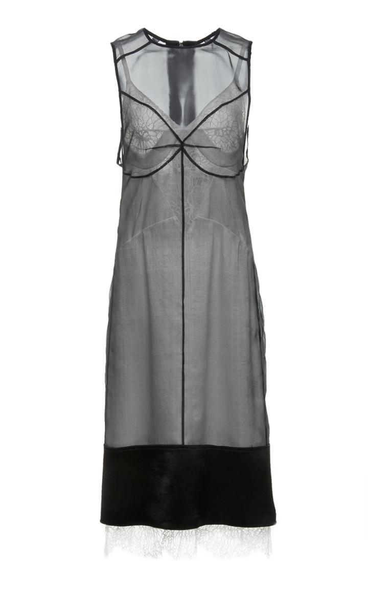 Proenza Schouler Lace Hem Sleeveless Satin Dress
