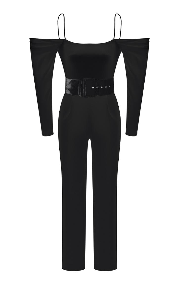 Rasario Cold Shoulder Satin Jumpsuit
