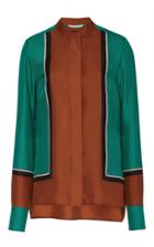 Diane Von Furstenberg Colorblock Long Sleeve Blouse
