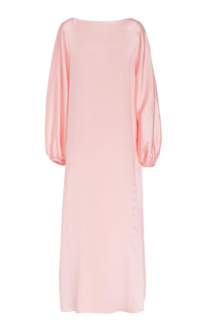 Adam Lippes Blouson Sleeve Boatneck Silk Dress