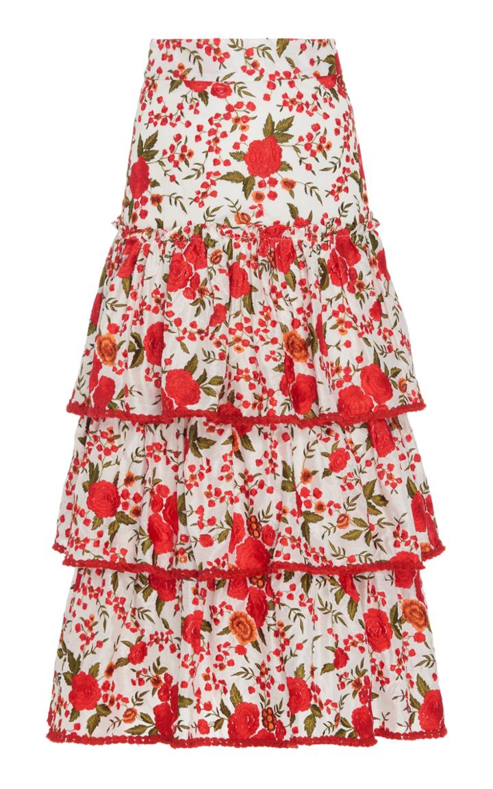 Alexis Doretta Floral Tiered Midi Skirt