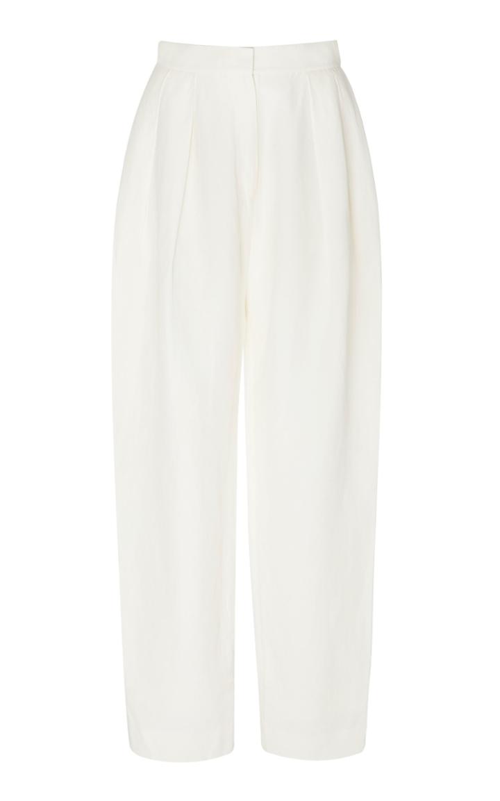 Noon By Noor Lenny Straight Leg Silk And Linen Blend Pants