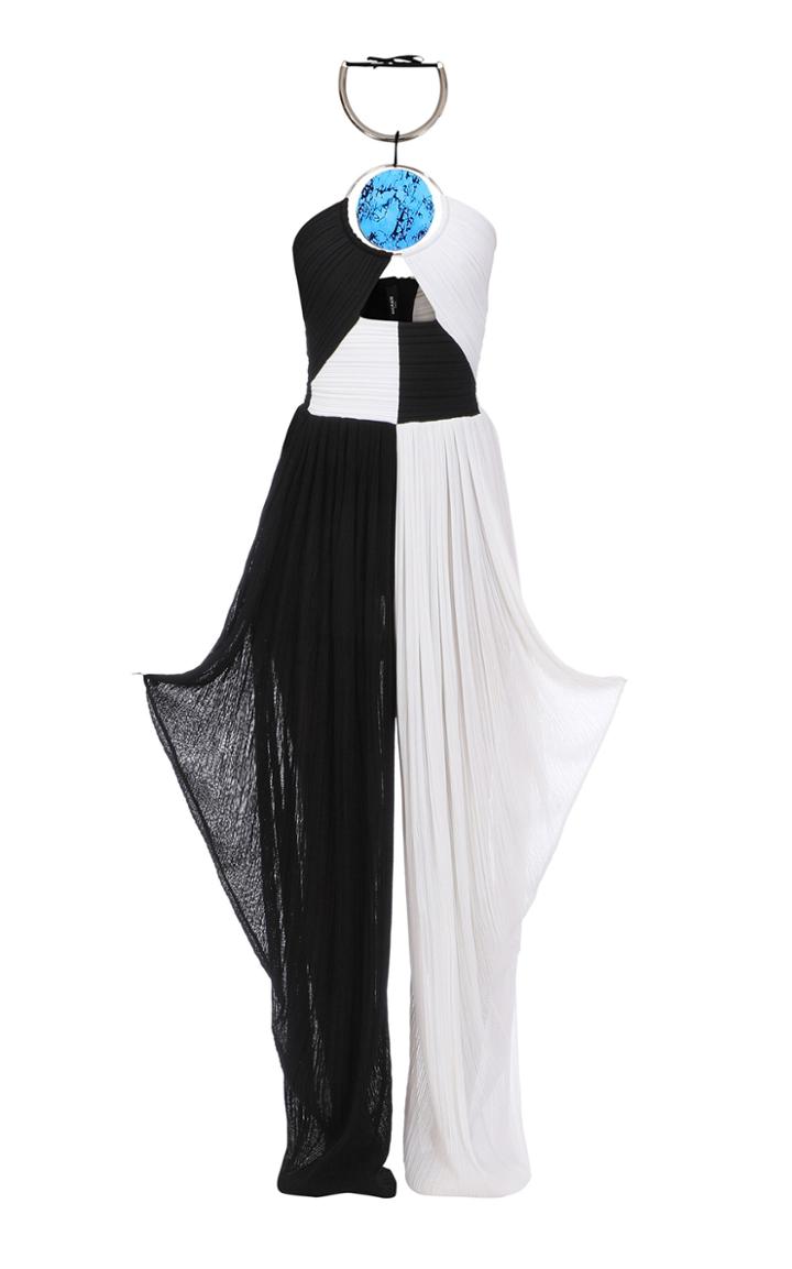 Moda Operandi Balmain Ring-detailed Halter Cutout Knit Jumpsuit Size: 34