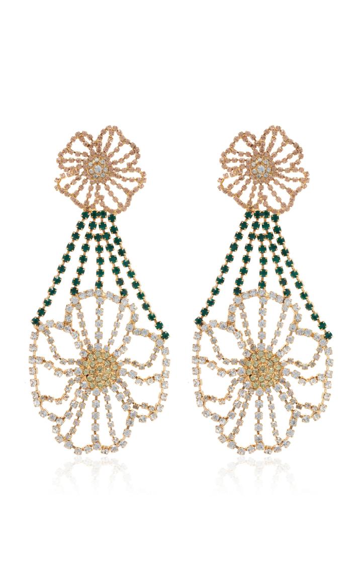 Moda Operandi Rosantica Briscola Floral Glass Crystal Drop Earrings