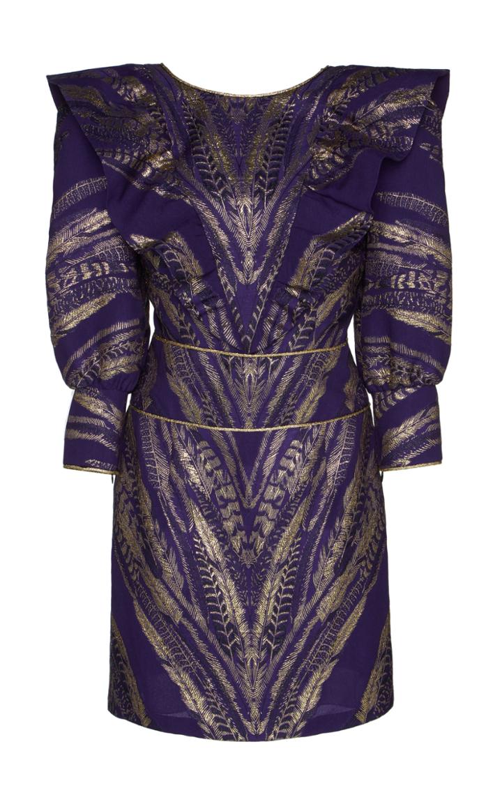 Dundas Metallic Feather Jacquard Mini Dress