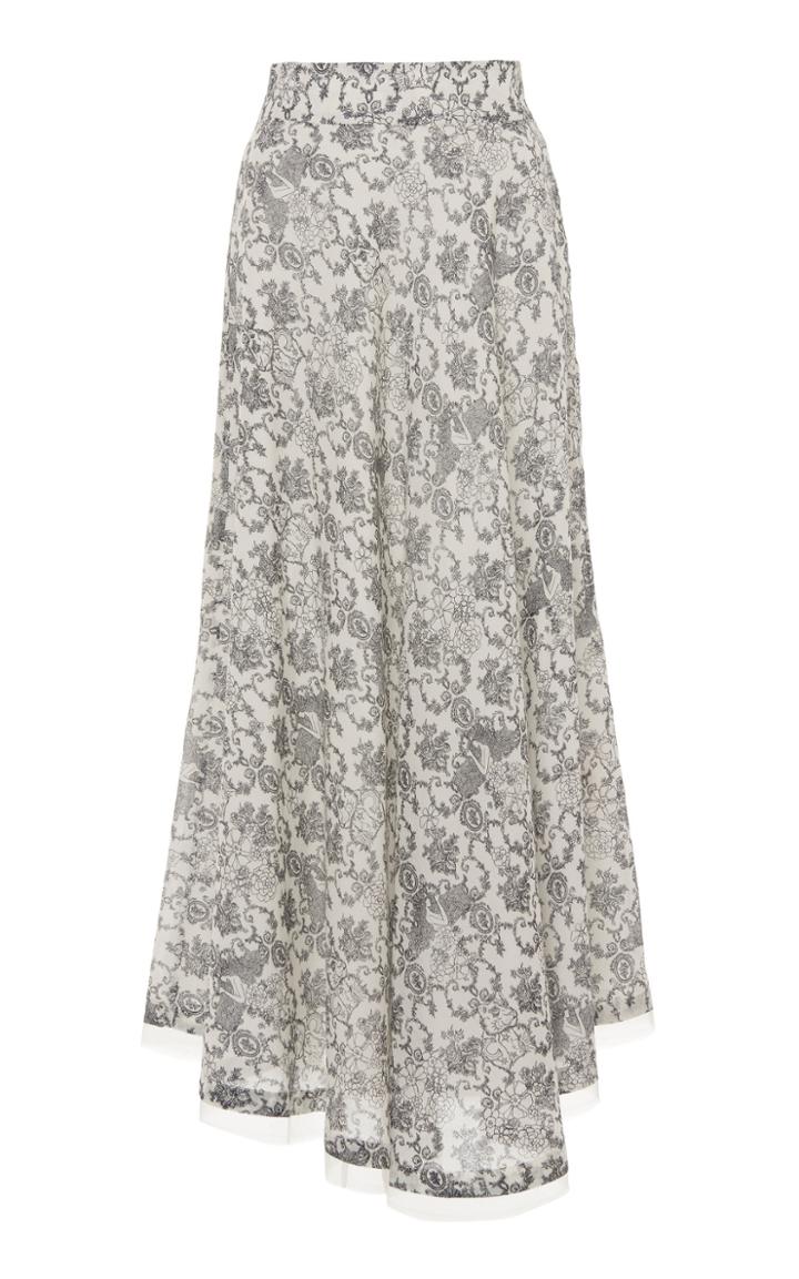 Moda Operandi Le Sirenuse Positano Vali Myers Livia Printed Cotton-voile Midi Skirt